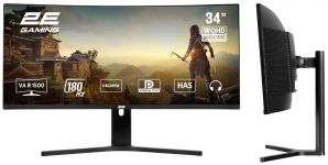 Монітор 2E GAMING 34" G3424B 2xHDMI, DP, VA, 3440x1440, 180Hz, 1ms, NTSC 85%, CURVED, FreeSync, HAS