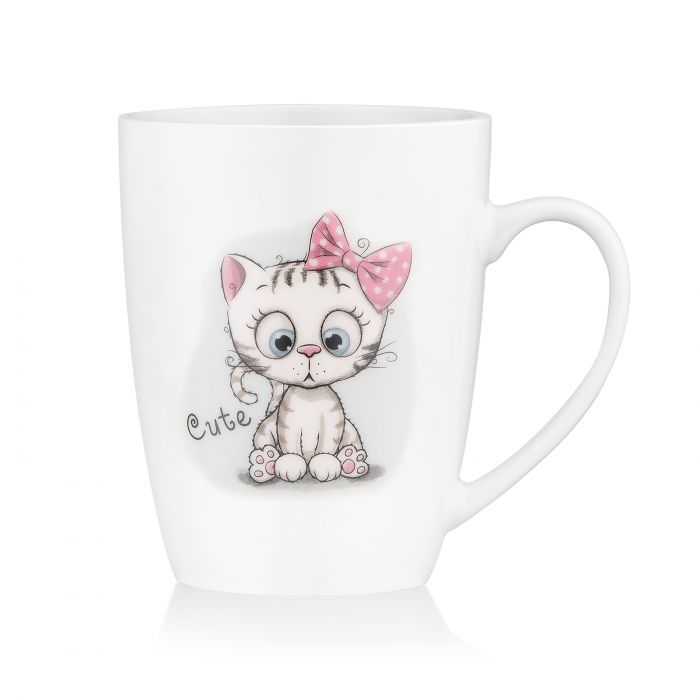 Чашка з ложкою ARDESTO Cute, 320мл, порцеляна, нержавіюча сталь, білий