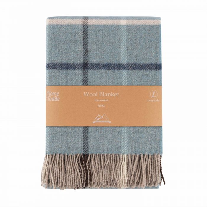 Плед ARDESTO Leonardo Alpina, 140x200см, 100% вовна, блакитний