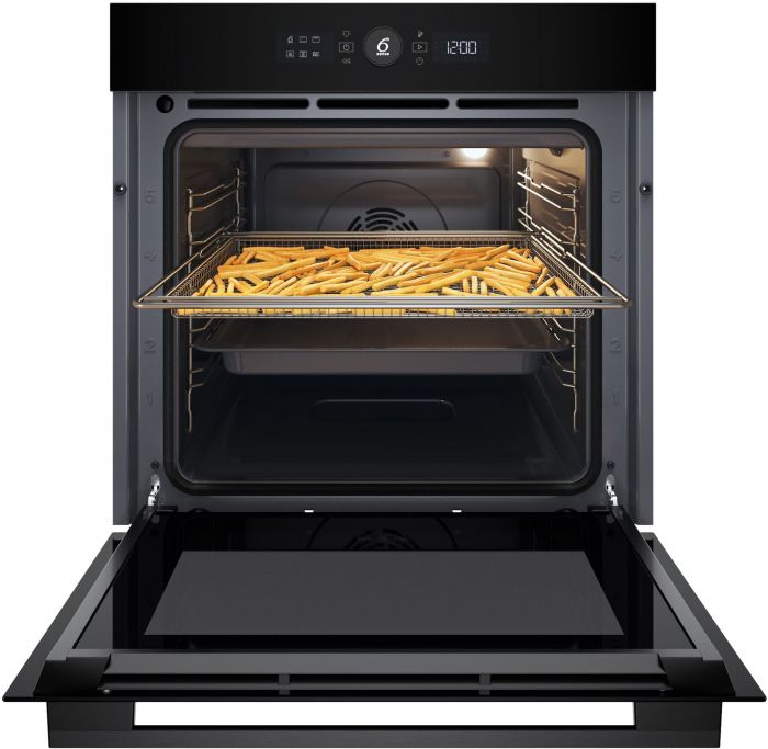 Духова шафа Whirlpool електрична, 73л, A+, дисплей, конвекція, телескопічні напрямні, чорний