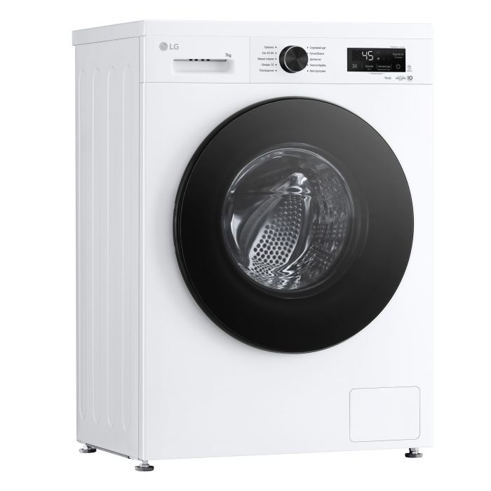 Пральна машина LG фронтальна, 7кг, 1200, A, 44см, дисплей, пара, інвертор, білий