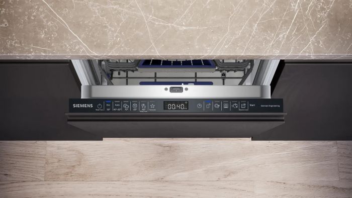 Посудомийна машина Siemens вбудована, 10компл., A+, 45см, дисплей, 3й кошик, Zeolith, білий