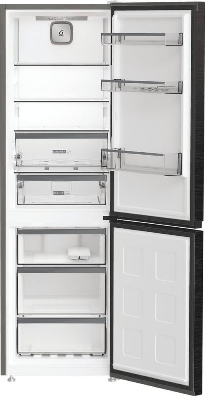 Холодильник Whirlpool з нижн. мороз., 186.5x60х66.3, холод.відд.-210л, мороз.відд.-104л, 2дв., А++, NF, інв., зона нульова, сірий