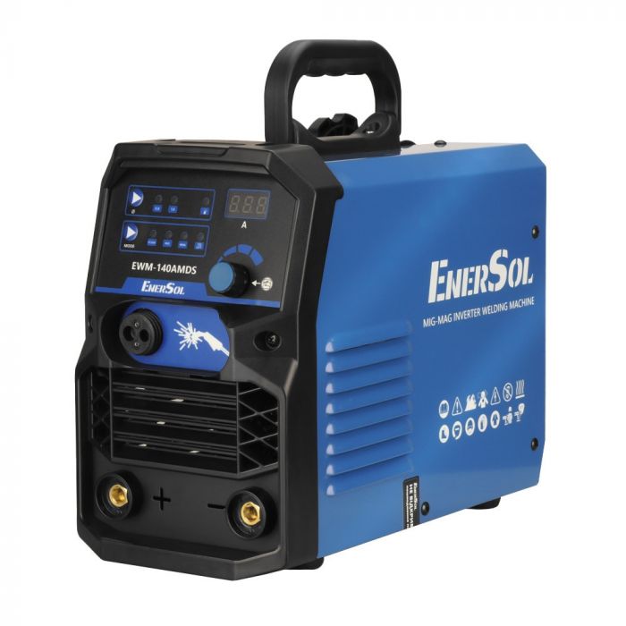 Зварювальний напівавтомат інверторний EnerSol EWM-140AMDS (дріт до 1мм + електрод до 4мм) 20-140А 6.1кВт 160-260В 7кг