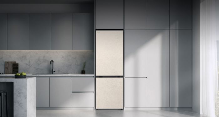 Холодильник LG з нижн. мороз., 186x60х68, холод.відд.-220л, мороз.відд.-113л, 2дв., E, NF, інв., диспл внутр., зона св-ті, бежевий