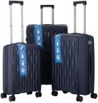 Набір валіз 2E, M7979, поліпропілен, (L+M+S), блискавка anti theft, 4 колеса, кодовий замок, темно-синій