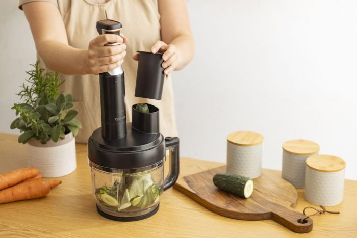 Блендер Gorenje заглибний 1500Вт, 3в1, чаша-2,2л, подрібнювач, шинковка, чорний