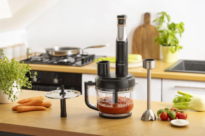 Блендер Gorenje заглибний 1500Вт, 3в1, чаша-2,2л, подрібнювач, шинковка, чорний