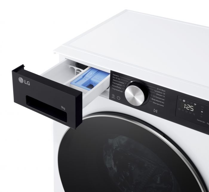 Пральна машина LG фронтальна, 9кг, 1200, A, 48см, дисплей, пара, інвертор, білий