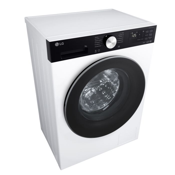 Пральна машина LG фронтальна, 9кг, 1200, A, 48см, дисплей, пара, інвертор, білий