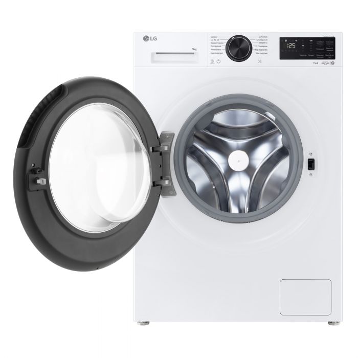 Пральна машина LG фронтальна, 9кг, 1200, A, 48см, дисплей, пара, інвертор, білий