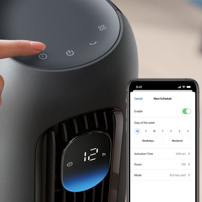 Вентилятор Philips колонний Series 7000, 30Вт, пульт ДУ, режим " Бриз", сенсорний дисплей, таймер, темно-сірий
