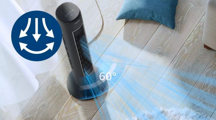 Вентилятор Philips колонний, 110см, 40Вт, пульт ДК, дисплей, графіт