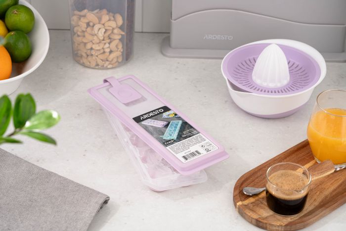 Форма для льоду з кришкою Ardesto Fresh Cylinder, 27х9.5х3.8см, силікон, пластик, ліловий