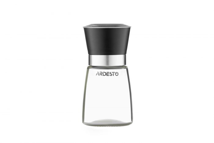 Млинок для солі та перцю Ardesto Gemini, 180мл, скло, пластик, прозорий, чорний