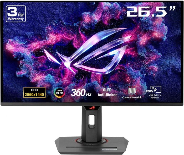 Монітор Asus 26.5" ROG Strix XG27ACDNG 2xHDMI, DP, USB-C, 3xUSB, OLED, 2560x1440, 360Hz, 0.03ms, DCI-P3 99%, G-SYNC, FreeSync, Pivot, HDR400