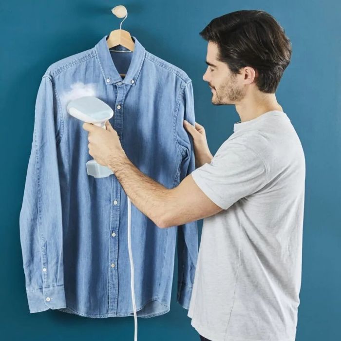 Відпарювач Tefal компактний Access Steam Pocket, 1300Вт, постійна пара - 20гр, біло-блакитний