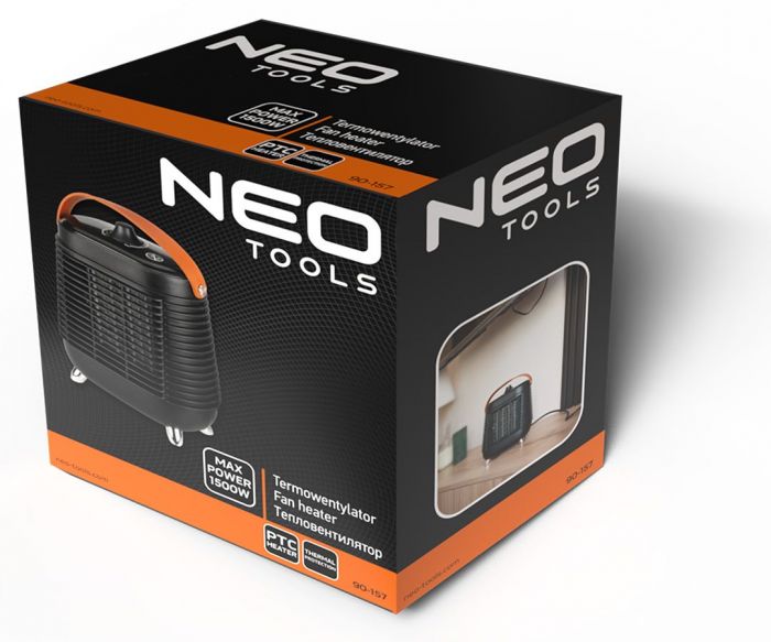 Тепловентилятор електричний Neo Tools, 1.5кВт, термостат, чорний, 1.08кг