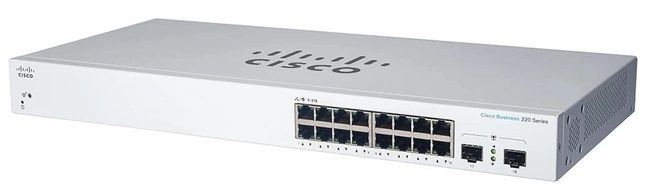 Комутатор Cisco CBS220 16хGE, PoE, 2x1G SFP, Smart