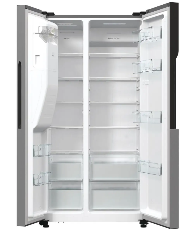 Холодильник SBS Gorenje, 179х70х92см, 2 двері, 376(190)л, А++, NF+, Інв., Зона св-ті, диспенсер, генератор льоду, Зовн. Диспл, нерж