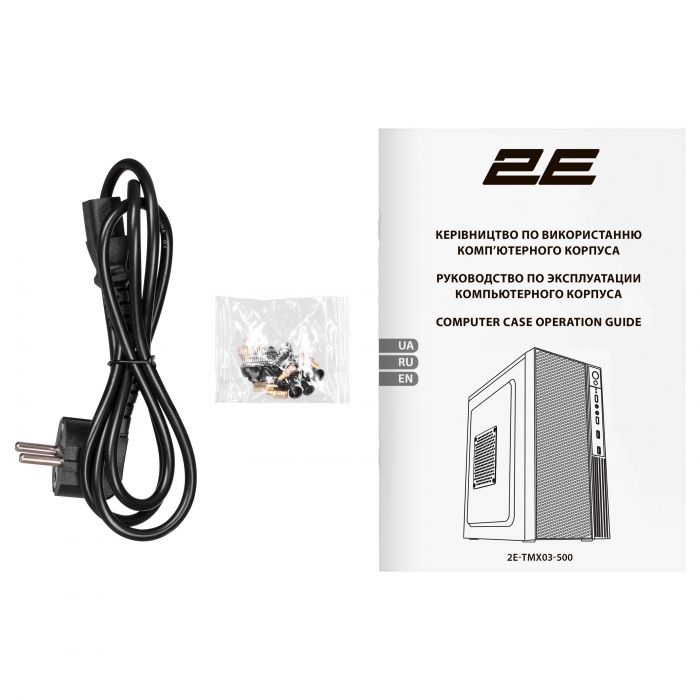 Корпус 2E TeamX TMX03 з БЖ 2E ATX500W, 2xUSB3.0, 1x80мм, VGA 220мм, mATX, чорний