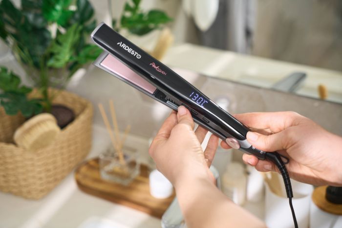 Випрямляч ARDESTO Pink Touch, 32Вт, 110-200C, кераміка, сірий+рожевий