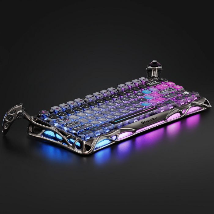 Клавіатура механічна GravaStar Mercury K1 Pro 80keys, GravaStar x Kailh Speedy Mint, BT/WL/USB, cyberpunk