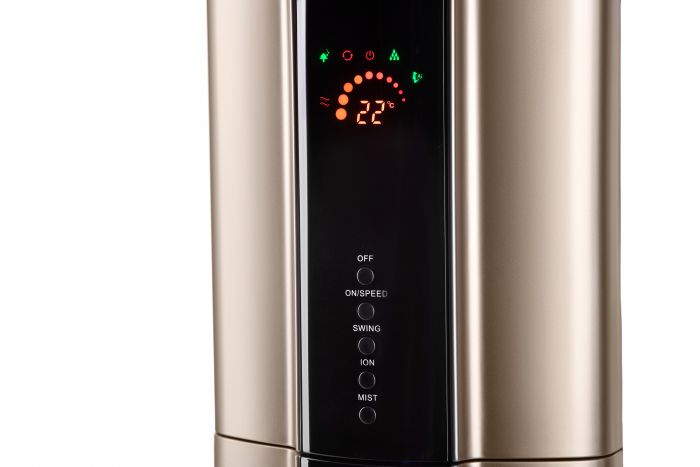 Вентилятор ARDESTO підлоговий, 47см, 100Вт, пульт ДК, дисплей, зі зволоженням, чорно-бронзовий