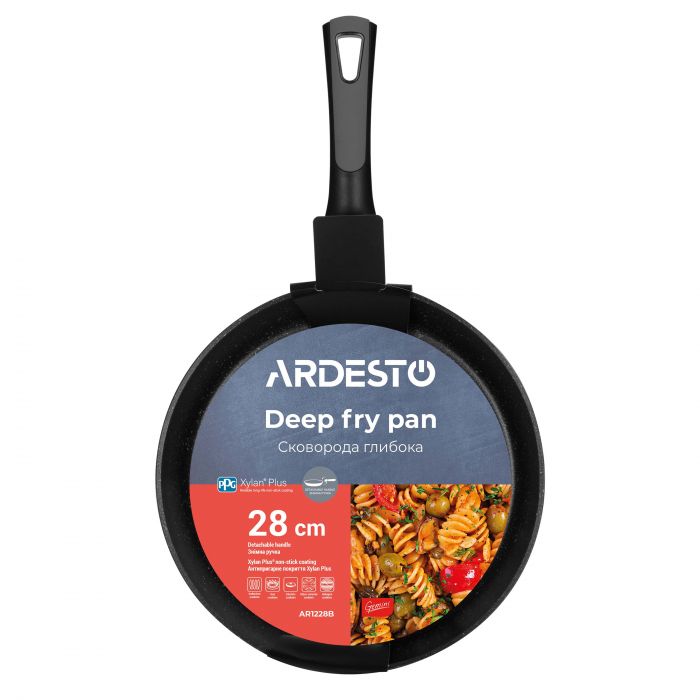 Сковорода глибока зі знімною ручкою ARDESTO Gemini Bari, 28см, алюміній, чорний