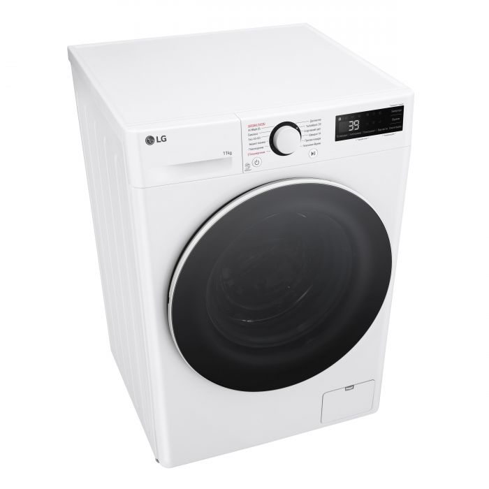 Пральна машина LG фронтальна, 11кг, 1400, A, 57см, дисплей, пара, інвертор, білий
