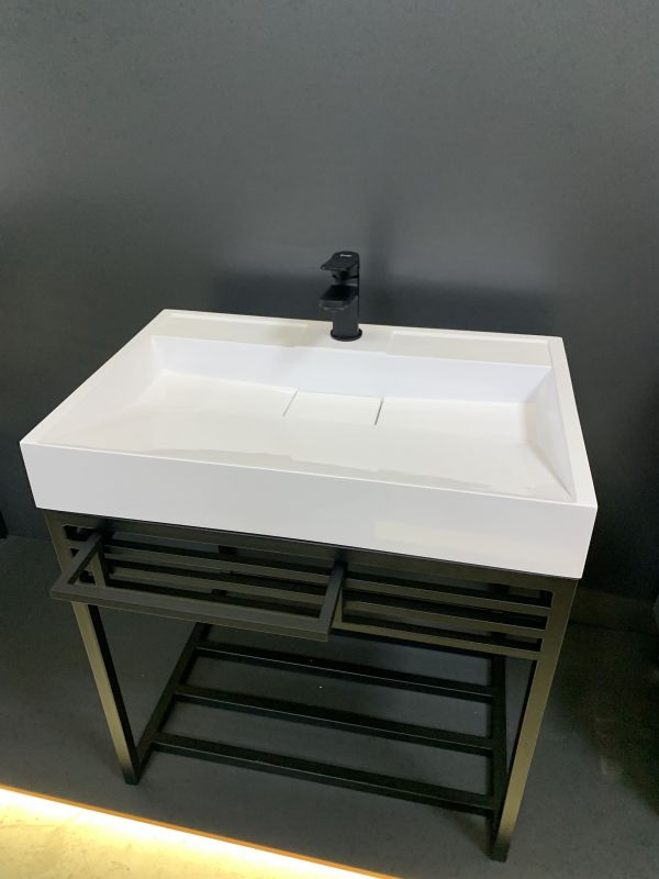 Раковина, умивальник Adamant VISION, штучний камінь, прямокут., з отвором для змішувача, без переливу, 700х455х110мм, накладний, білий