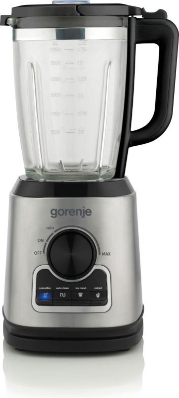 Блендер Gorenje стаціонарний 1400Вт, чаша-1750мл, додаткові ємкості, кавомолка, кришення льоду, приготування супу, імпульсний режим, метал