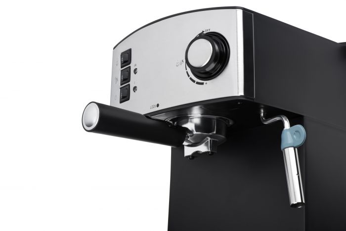 Кавоварка ARDESTO ріжкова Steel Collection 1.6л, мелена, ручний капучинатор, сріблясто-чорний