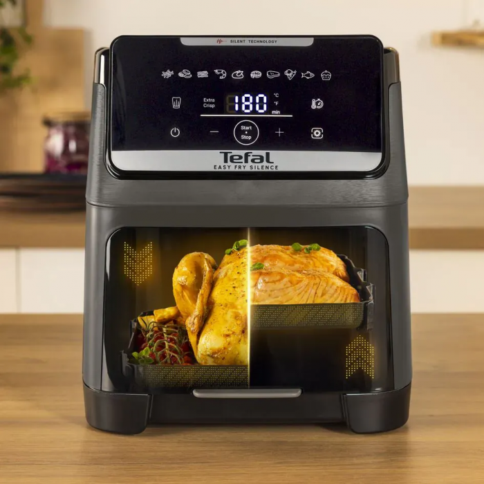 Мультипіч Tefal Easy Fry Silence XXL, 1800Вт, чаша-7, сенсорне керув., 10 програм, з віконцем, пластик, темно-сірий