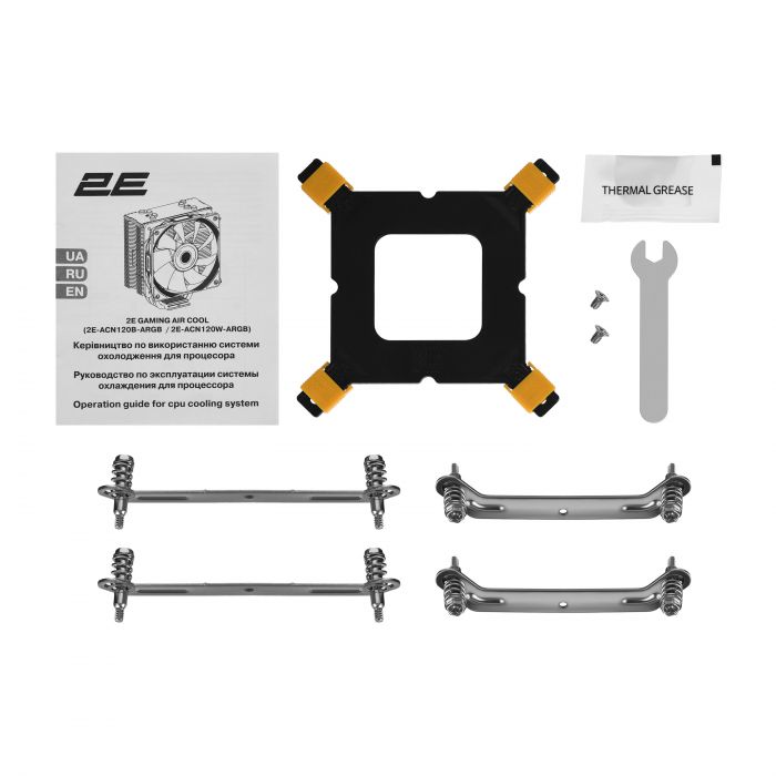 Процесорний кулер 2E GAMING Air Cool ACN120W-ARGB, LGA1851, 1700, 1200, 115x, 1366, AM5, AM4, AM3, AM3+, AM2 ,AM2+, FM2, FM1 4pin PWM, 3pin +5VARGB, TDP 180W