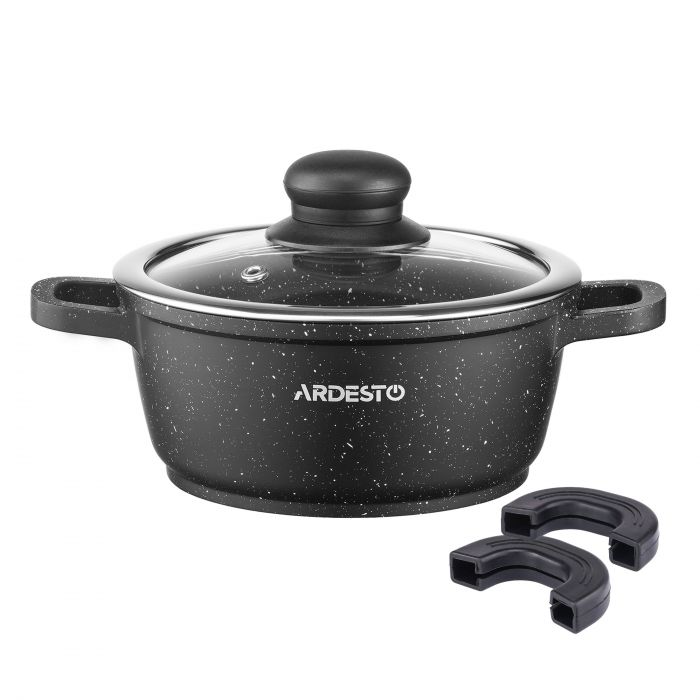 Каструля зі скляною кришкою Ardesto Gemini Anzio, 1.2л, алюміній, чорний