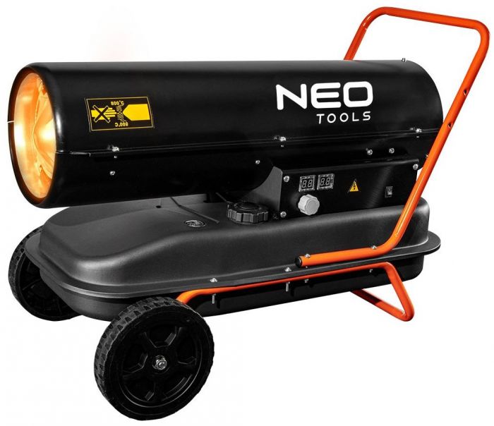 Теплова гармата дизель/гас Neo Tools, прямого нагріву, 30кВт, 420м2, 750м3/год, колеса, IPX4, чорний, 19.50кг