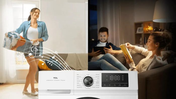 Пральна машина TCL фронтальна, 7кг, 1400, A, 49см, дисплей, пара, інвертор, білий