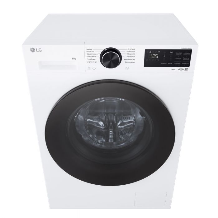 Пральна машина LG фронтальна, 8кг, 1200, A, 48см, дисплей, пара, інвертор, білий