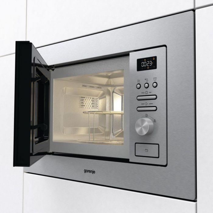 Піч Gorenje мікрохвильова, вбудовувана, 20л, 800Вт, гриль, дисплей, нерж