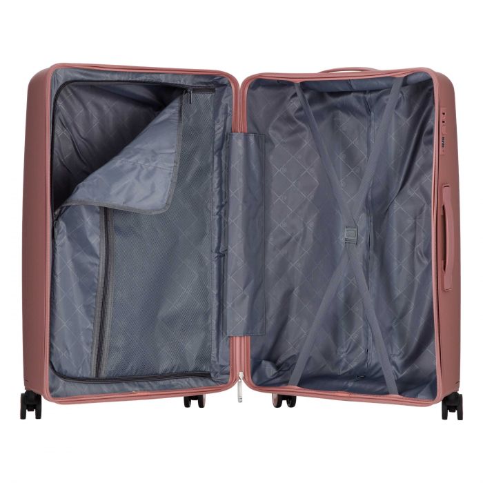 Набір валіз 2E, M7979, поліпропілен, (L+M+S), блискавка anti theft, 4 колеса, кодовий замок, рожево-золотий