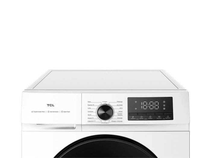 Пральна машина TCL фронтальна, 7кг, 1400, A, 49см, дисплей, пара, інвертор, білий
