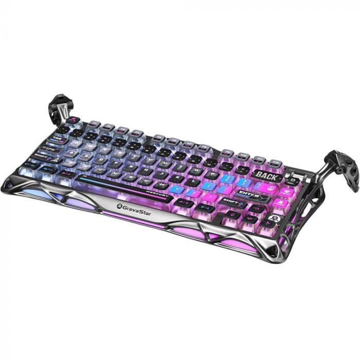Клавіатура механічна GravaStar Mercury K1 Pro 80keys, GravaStar x Kailh Speedy Mint, BT/WL/USB, cyberpunk