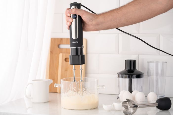 Блендер Ardesto заглибний 800Вт, 3в1, чаша-600мл, чопер-500мл, чорно-сріблястий