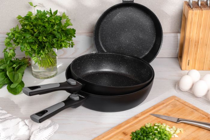 Сковорода глибока зі знімною ручкою ARDESTO Gemini Bari, 28см, алюміній, чорний