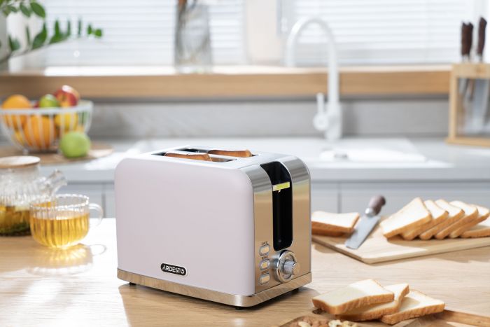 Тостер Ardesto T-F500L, 800Вт, метал, 2 слоти, ліловий+сріблястий