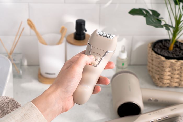 Епілятор ARDESTO 2в1 Pearl Cream LESH-Y700PERL, пінцетний, акумул., пінцет.-18, сух., насадок-2, бежевий