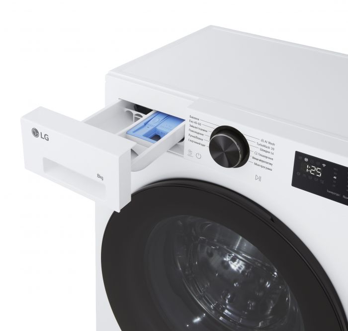 Пральна машина LG фронтальна, 8кг, 1200, A, 48см, дисплей, пара, інвертор, білий
