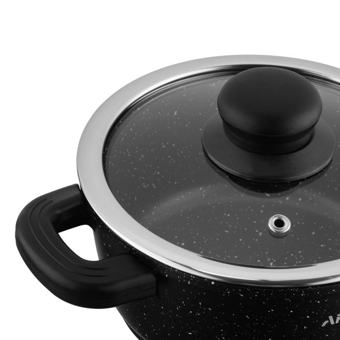 Каструля зі скляною кришкою Ardesto Gemini Anzio, 1.2л, алюміній, чорний