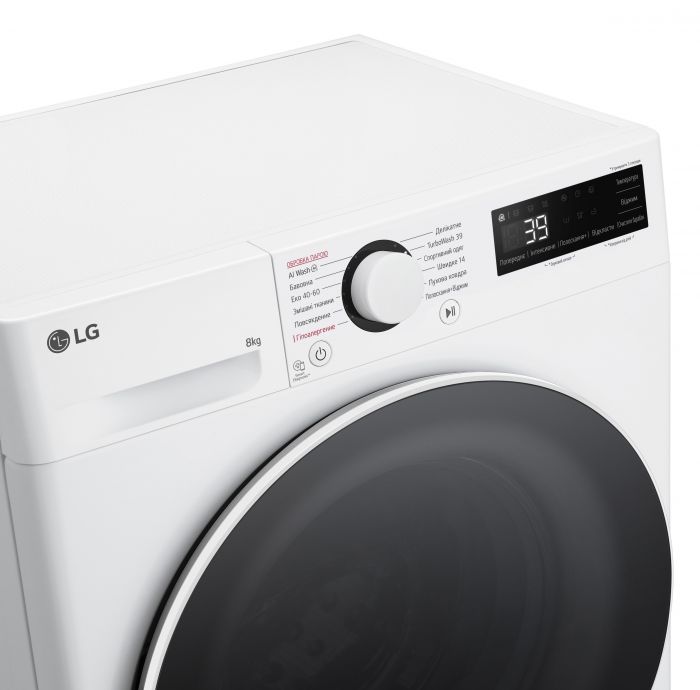 Пральна машина LG фронтальна, 8кг, 1200, A, 48см, дисплей, пара, інвертор, білий